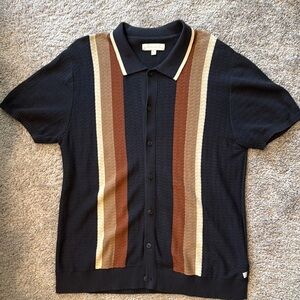 Men's Black and Brown Striped Shirt